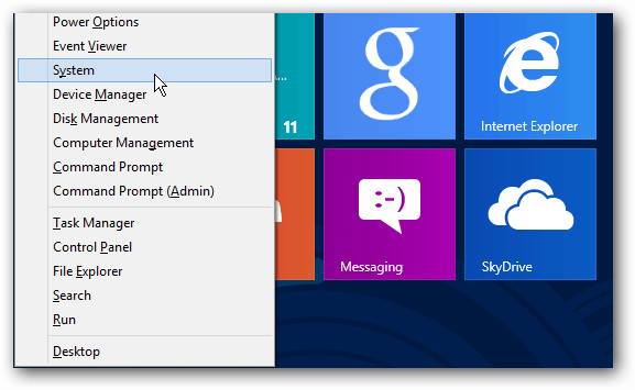 Windows 8 Yetkili Kullanıcı Menüsü