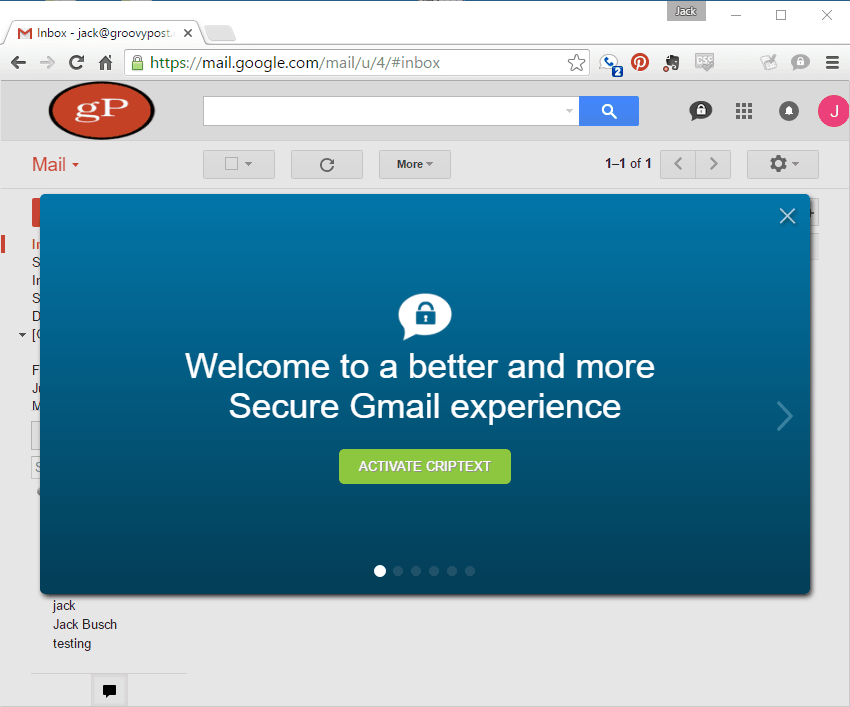 Gmail'de yüklü metin