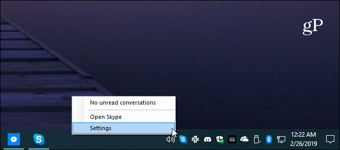 Skype Ayarları Sistem Tepsisi