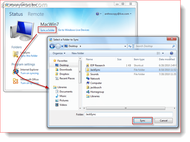 Bir Klasörü Windows Live Sync Beta ile Eşitleme