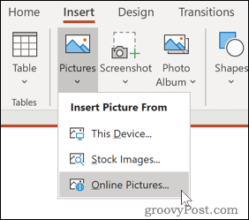 PowerPoint'te çevrimiçi bir kaynaktan resim ekleme