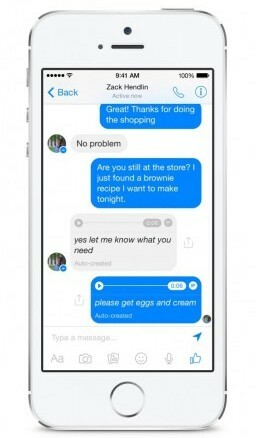 Facebook Messenger, sesten metne özelliğini test eder.