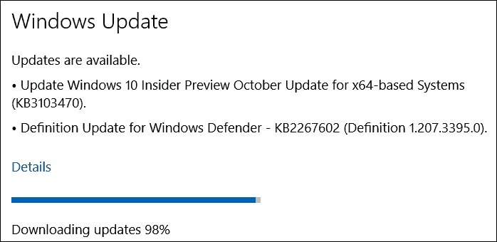 Windows 10 Insider Önizlemesi için Ekim Güncelleştirmesi (KB3103470)