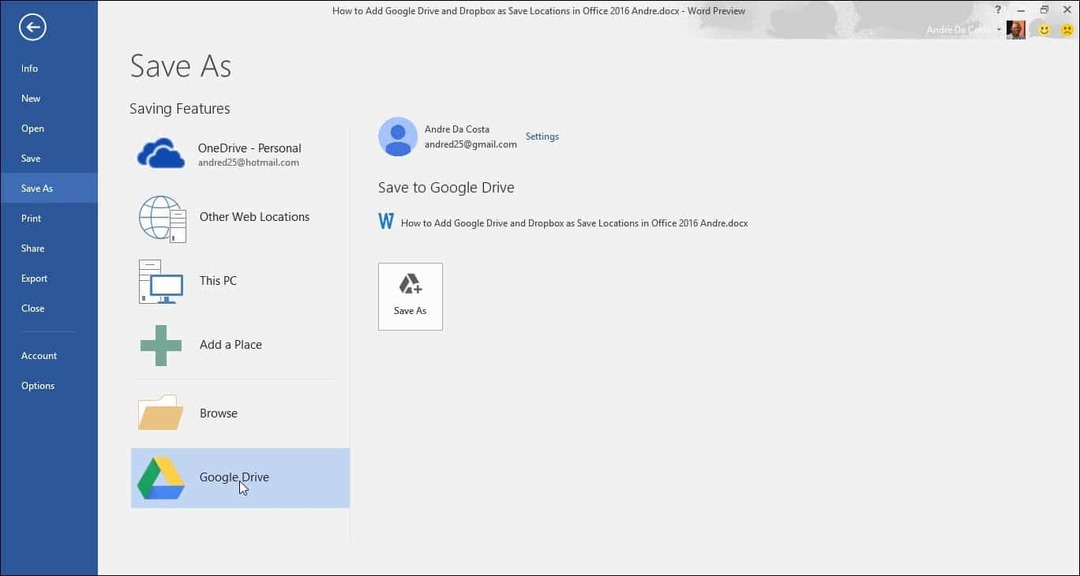 Google Drive ve Dropbox'ı Microsoft Office'te Konumları Kaydet olarak ekleyin