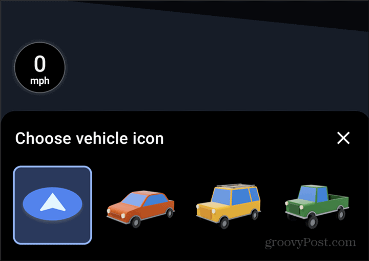 Google Haritalar araba sembolü seçimi