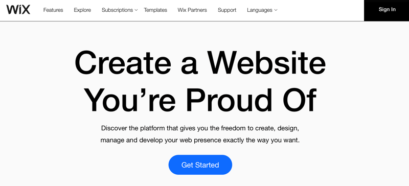 Wix.com başlığı 'Gurur duyacağınız bir web sitesi oluşturun'