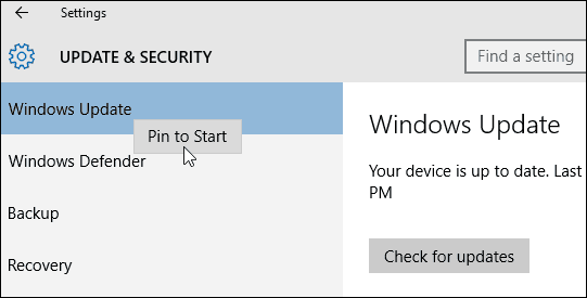 Windows Güncellemesini Sabitle