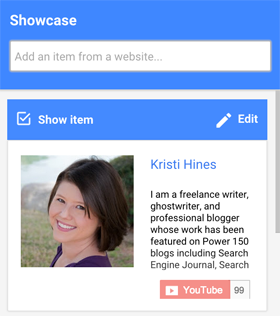 google + hangouts'ta web sitesi biyografisini sergilemek