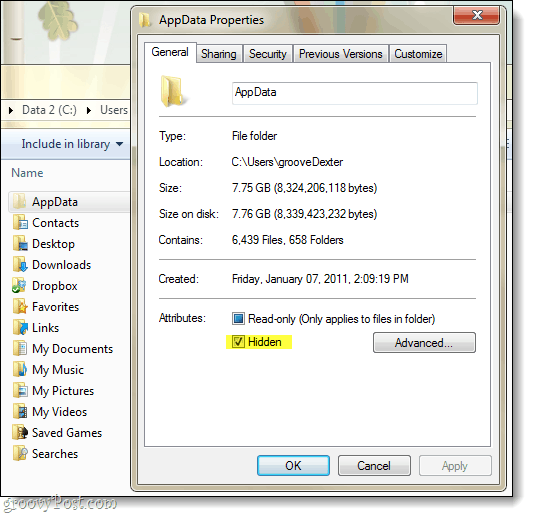 Windows 7'deki gizli uygulama verileri