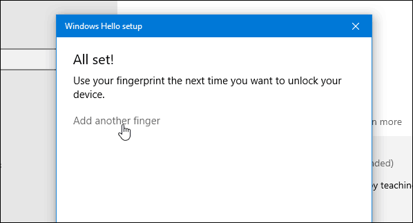 4 Windows Hello Parmak İzi Tamamlandı Başka Ekle