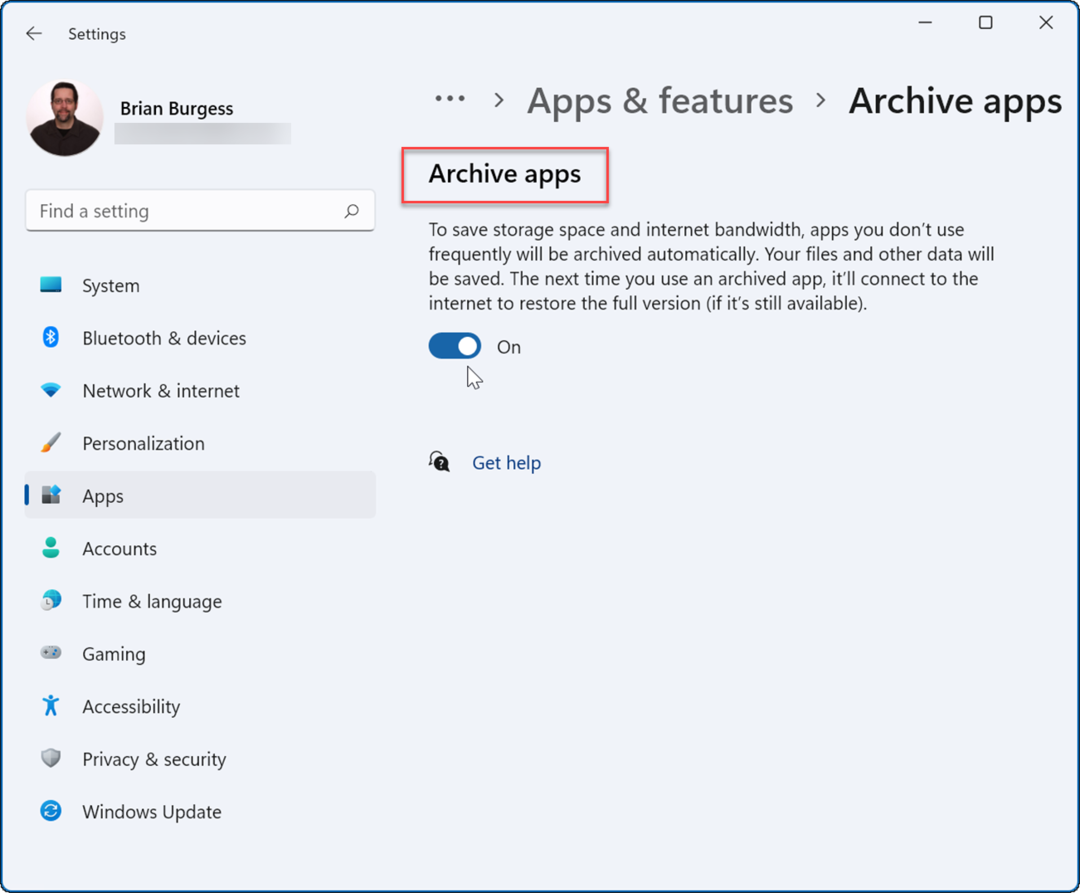 Windows 11'de Arşiv Uygulamaları Nasıl Etkinleştirilir