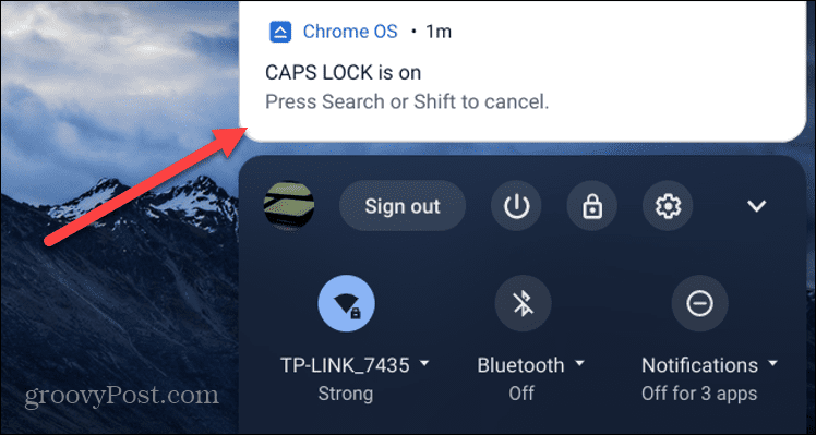 Caps Lock etkin Chromebook