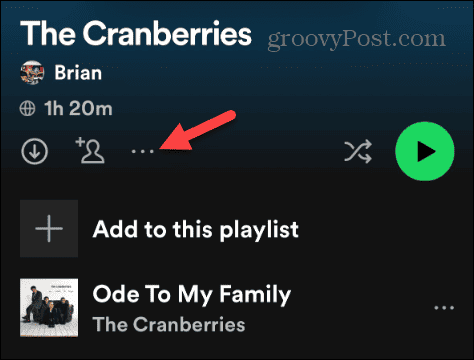 üç nokta düğmesi spotify çalma listesi