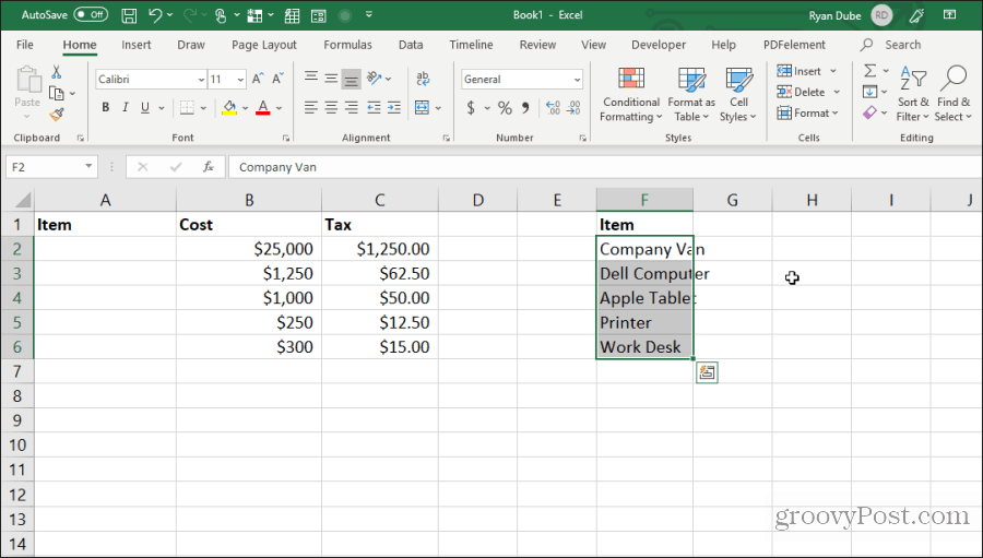 Excel'de hareketli hücreler