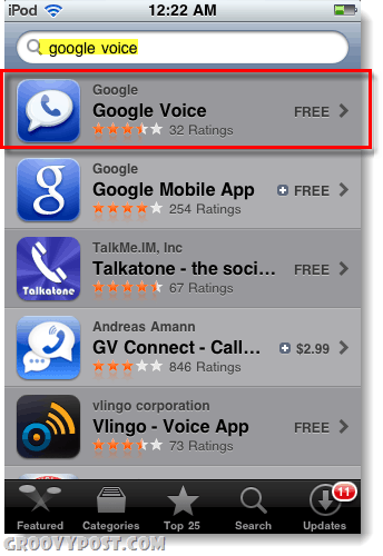 IPod veya iPad için Google Voice App Store'da