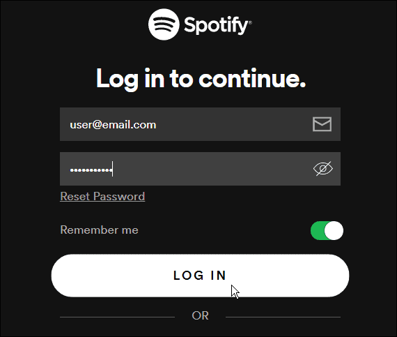 Spotify'a giriş yap