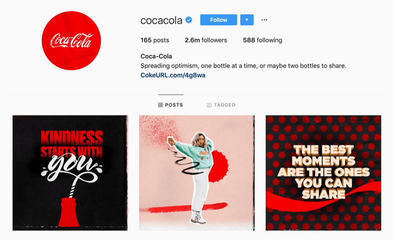 Coca-Cola için Instagram profili