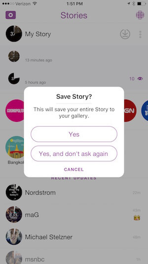 Snapchat hikayenizi telefonunuza kaydedin