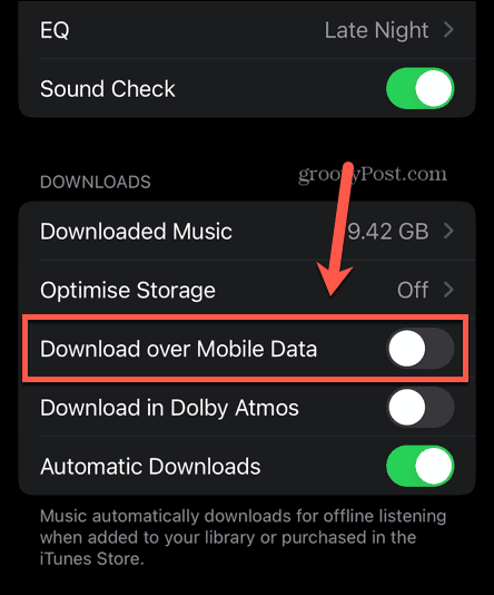 apple music mobil veri kapalı