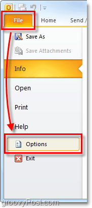 Dosya> Outlook 2010'daki Seçenekler