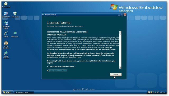 Install XP'yi Windows 8'e Yükseltme