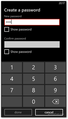 Windows Phone 8 özelleştirmek kilit ekranı şifre seti