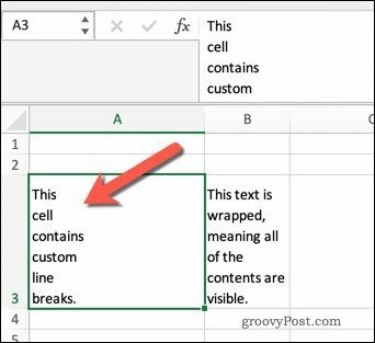 Excel'de satır sonlarını kullanarak metni sarma.