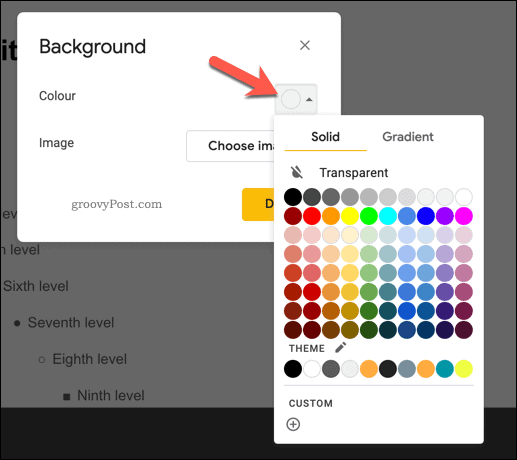 Google Slaytlar'da ana slayda arka plan rengi ekleme