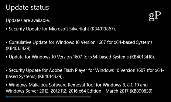 Windows 10 Toplu Güncelleştirme KB4013429 Şimdi Kullanılabilir
