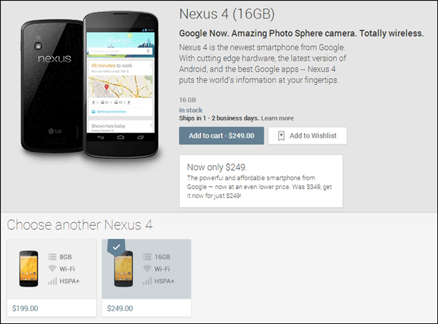 Google İndirimleri Nexus 4 Android Akıllı Telefona 199 Dolar