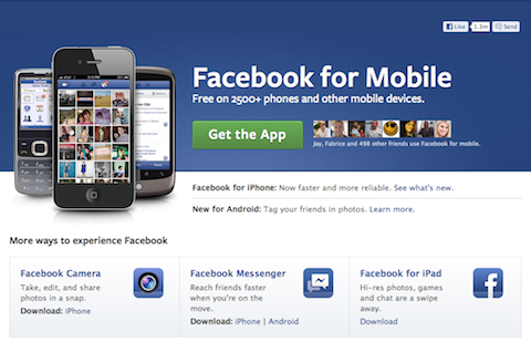 mobil için facebook