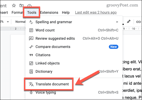 Google Dokümanlar'da bir dokümanı çevirin