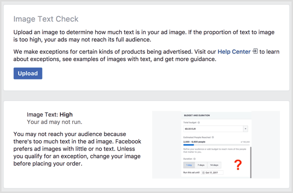 facebook resim metni kontrol aracı