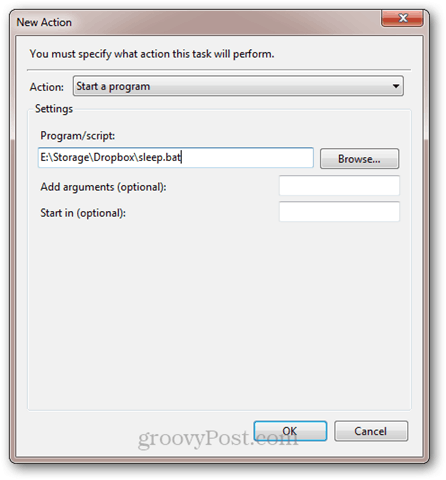 Windows görev zamanlayıcı ile bir uyku komut dosyası başlatma