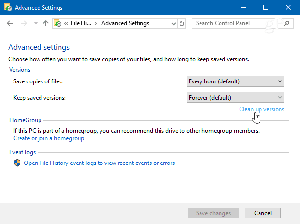 Windows 10 Dosya Geçmişini Temizle