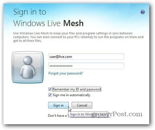 Windows Live'da oturum açma
