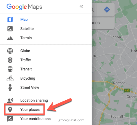 Yerlerinizi Google Haritalar seçeneği