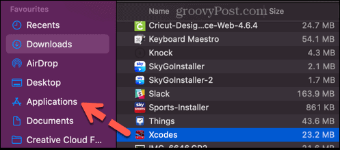 xcode'ları uygulamalar klasörüne sürükleyin