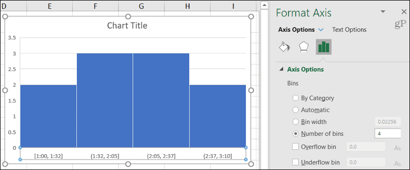 Kutular için Histogram Ekseni Seçenekleri