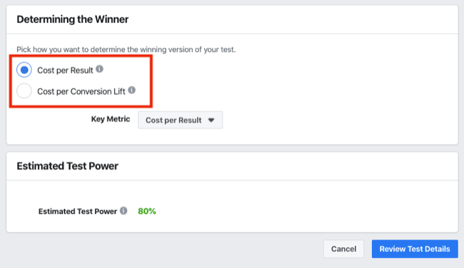 Facebook Deneyleri için A / B testinin Kazanan bölümünü belirleme