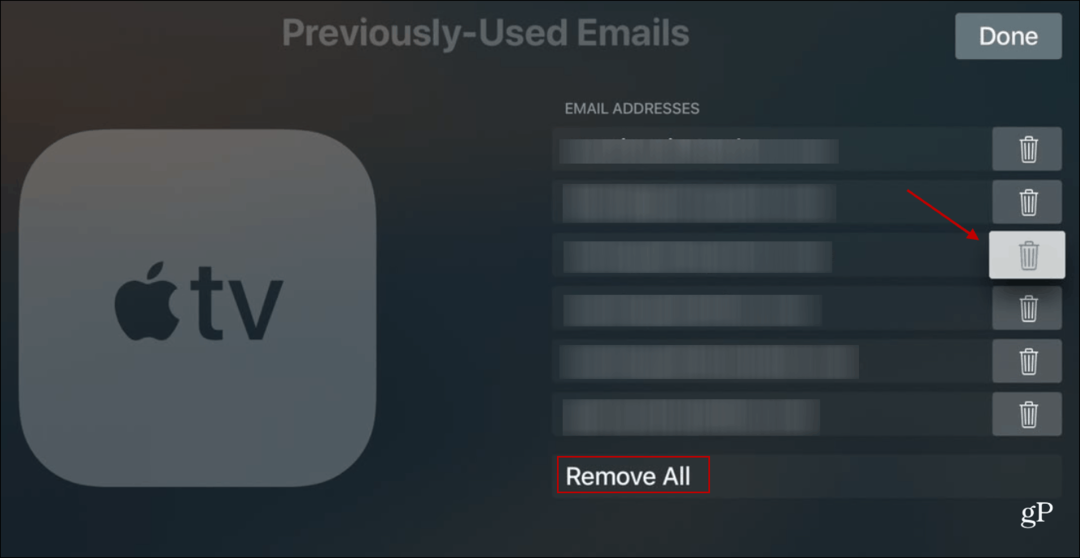 Önceden Kullanılan E-postaları Silme Apple TV