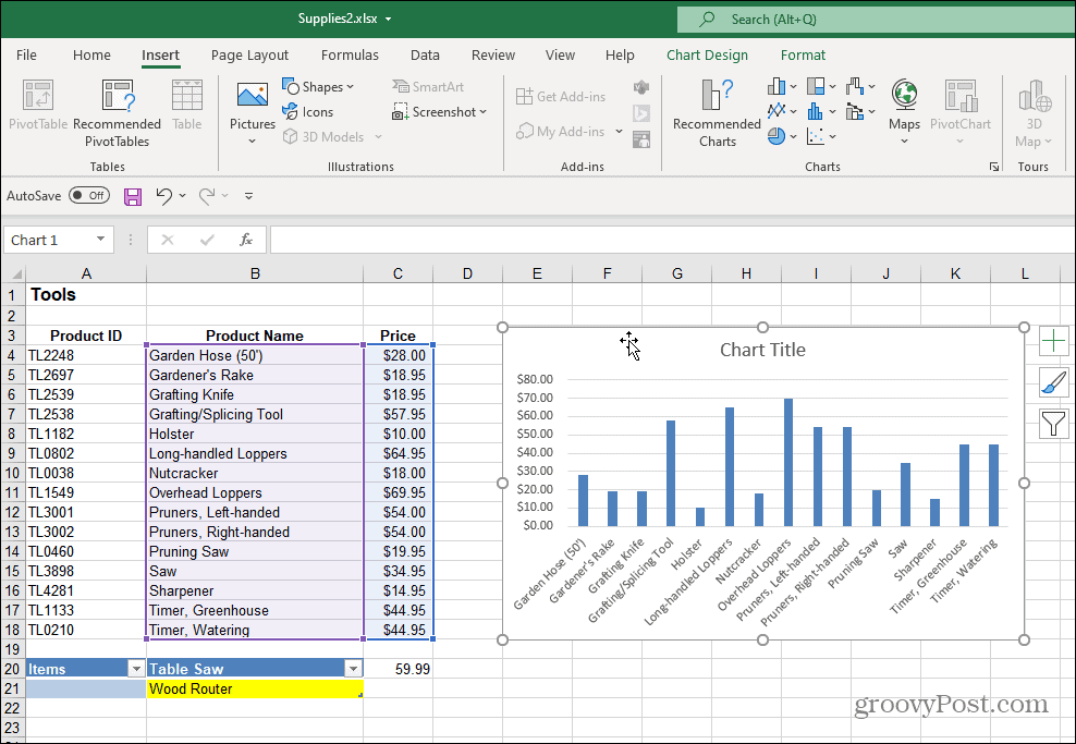 Çubuk Grafik Oluşturulan Excel