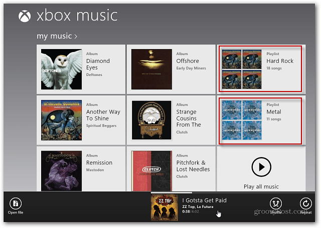 Xbox Müzik'te oynatma listesi görüntülendi