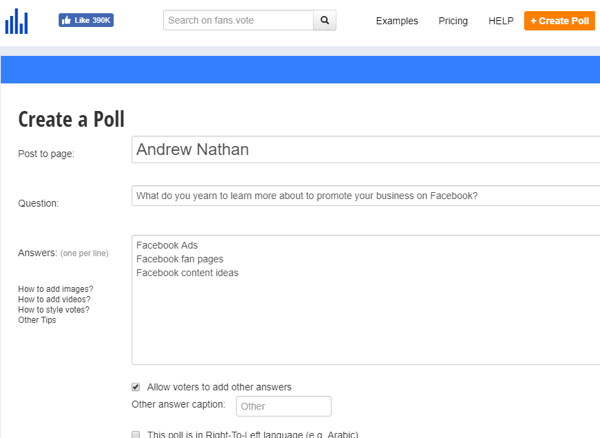 Facebook anketi, hedef kitlenize onlar için hangi bilgilerin değerli olduğunu sormanın bir yoludur.