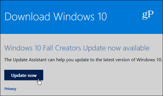 3 Update Assistant Sayfası Windows 10