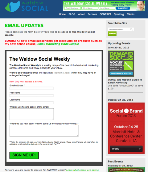 waldow sosyal e-posta güncellemeleri