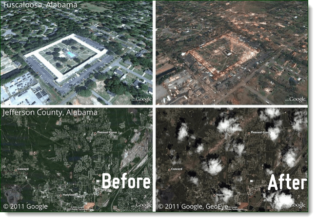 Google Earth'ün Picasa'sı ile Son Alabama Kasırgalarının Son Etkilerini Görün