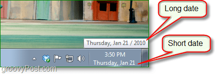 Windows 7 ekran görüntüsü - uzun tarih vs. kısa tarih