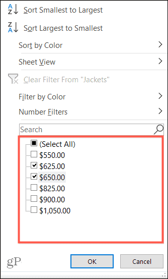 Excel'de Değere Göre Filtrele