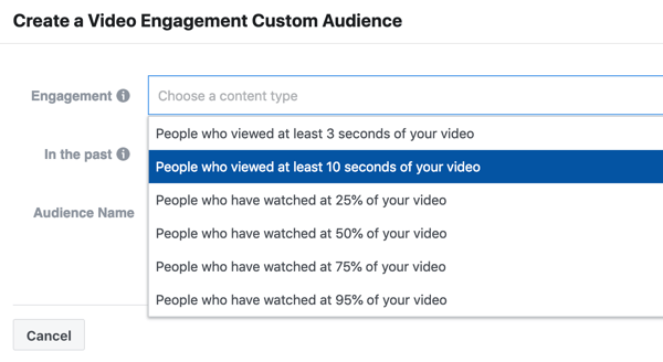 Facebook'ta canlı etkinliğinizi nasıl tanıtabilirsiniz, adım 9, videonuzun en az 10 saniyesini izleyen kişilerden bir video etkileşim kampanyası oluşturun